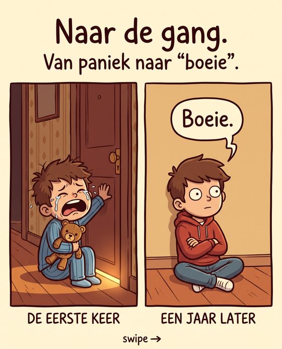 Naar de gang. Van paniek naar boeie.